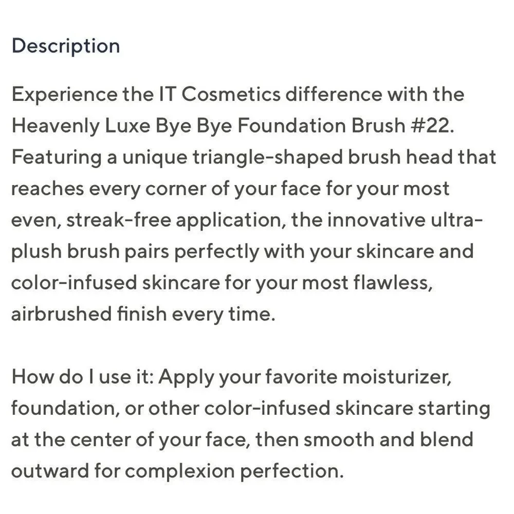 IT Cosmetics Heavenly Luxe Bye Bye Foundation Brush #22 New FullSz